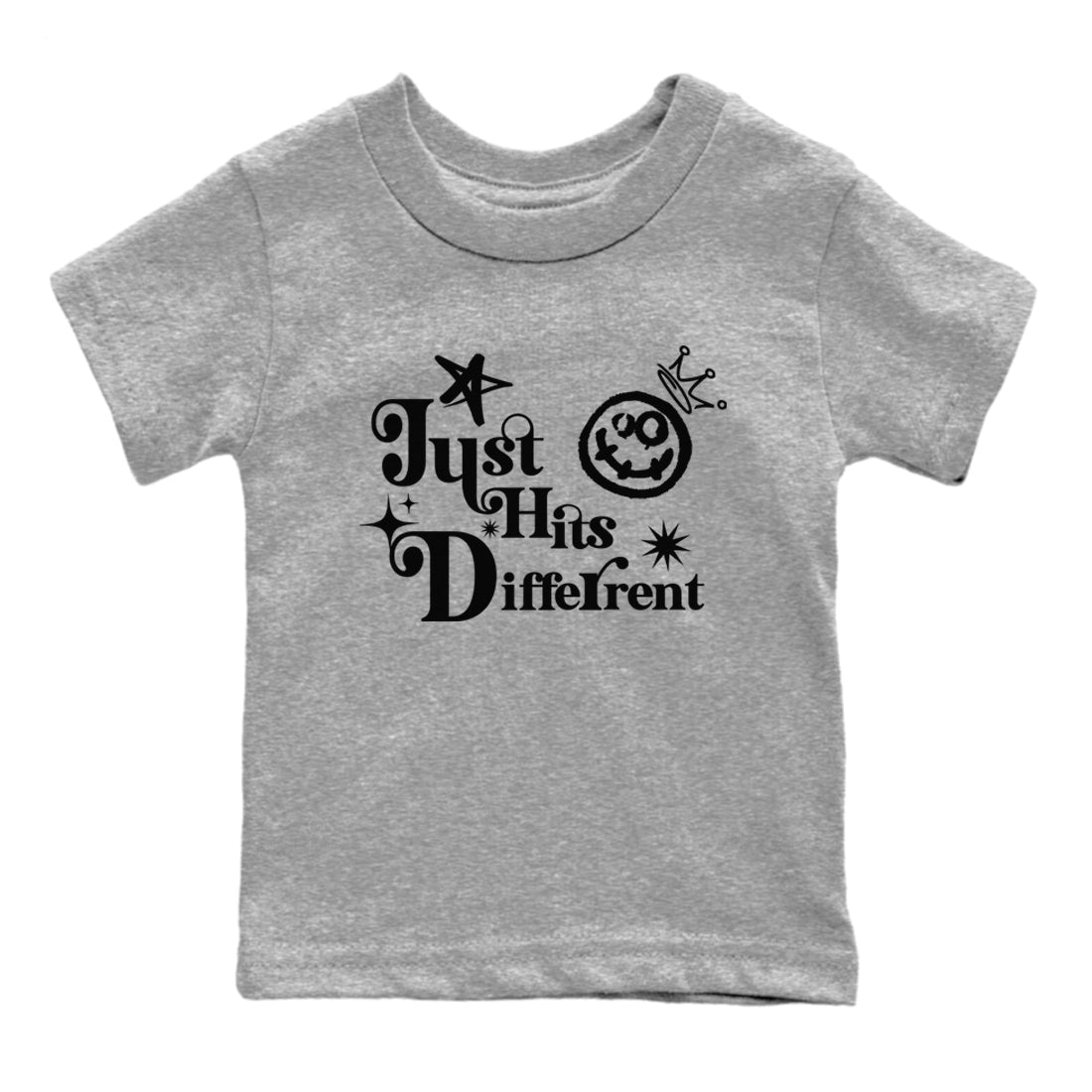 12s Black Wolf Grey shirts to match jordans Just Hits Different sneaker match tees Air Jordan 12 Barons match shoes to clothes SNRT Sneaker Tees Youth Baby Heather Grey 2 tee