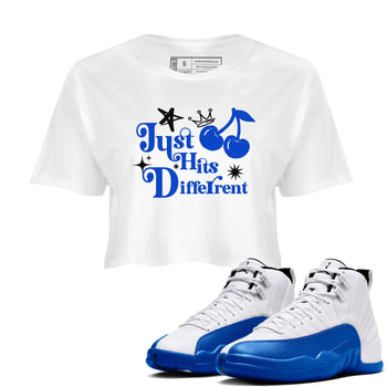 12s Blueberry shirts to match jordans Just Hits Different best t shirts to wear with jordans AJ12 White and Game Royal match shoes to clothes SNRT Sneaker Tees unisex cotton White 1 crop tee