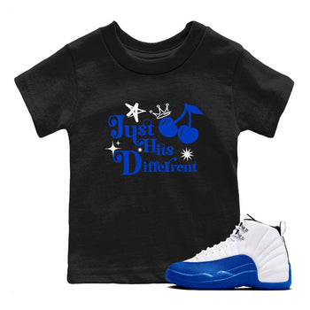 12s Blueberry shirts to match jordans Just Hits Different best t shirts to wear with jordans AJ12 White and Game Royal match shoes to clothes SNRT Sneaker Tees Youth Baby Black 1 tee
