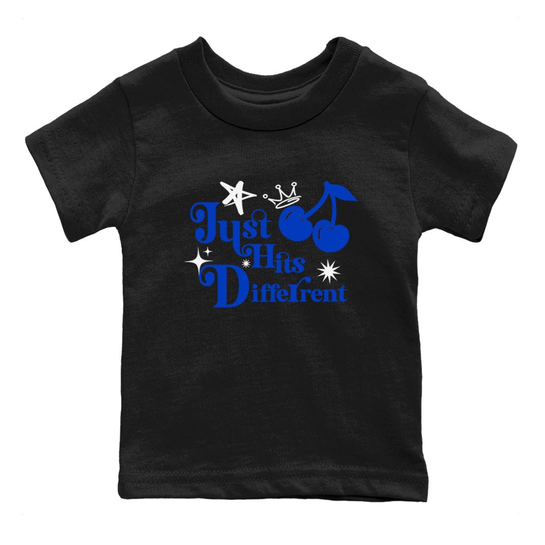 12s Blueberry shirts to match jordans Just Hits Different best t shirts to wear with jordans AJ12 White and Game Royal match shoes to clothes SNRT Sneaker Tees Youth Baby Black 2 tee