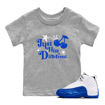 12s Blueberry shirts to match jordans Just Hits Different best t shirts to wear with jordans AJ12 White and Game Royal match shoes to clothes SNRT Sneaker Tees Youth Baby Heather Grey 1 tee