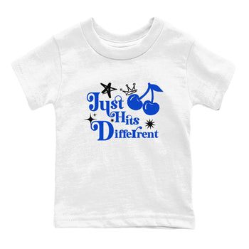 12s Blueberry shirts to match jordans Just Hits Different best t shirts to wear with jordans AJ12 White and Game Royal match shoes to clothes SNRT Sneaker Tees Youth Baby White 2 tee