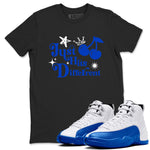 12s Blueberry shirts to match jordans Just Hits Different best t shirts to wear with jordans AJ12 White and Game Royal match shoes to clothes SNRT Sneaker Tees unisex cotton Black 1 shirts