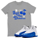 12s Blueberry shirts to match jordans Just Hits Different best t shirts to wear with jordans AJ12 White and Game Royal match shoes to clothes SNRT Sneaker Tees unisex cotton Heather Grey 1 shirts