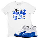 12s Blueberry shirts to match jordans Just Hits Different best t shirts to wear with jordans AJ12 White and Game Royal match shoes to clothes SNRT Sneaker Tees unisex cotton White 1 shirts