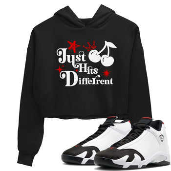 Air Jordan 14 Black Toe t shirts to match sneakers Just Hits Different sneaker match tees 14s Black Toe sneaker match tee SNRT Sneaker Tees unisex cotton Black 1 crop tee