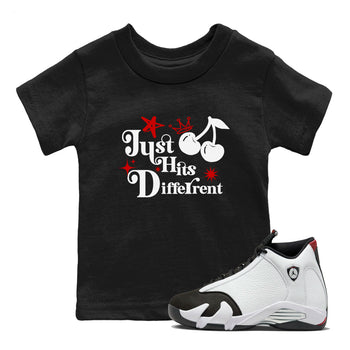 Air Jordan 14 Black Toe t shirts to match sneakers Just Hits Different sneaker match tees 14s Black Toe sneaker match tee SNRT Sneaker Tees Youth Baby Black 1 tee