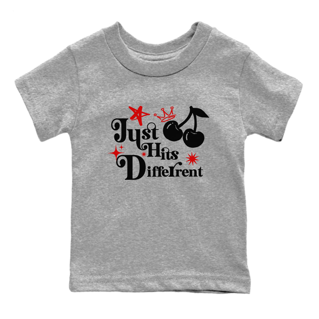 Air Jordan 14 Black Toe t shirts to match sneakers Just Hits Different sneaker match tees 14s Black Toe sneaker match tee SNRT Sneaker Tees Youth Baby Heather Grey 2 tee