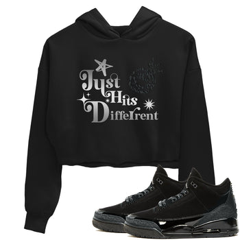 3s Black Cat shirts to match jordans Just Hits Different sneaker match tees Air Jordan 3 Retro Black Cat match shoes to clothes SNRT Sneaker Tees unisex cotton Black 1 crop tee