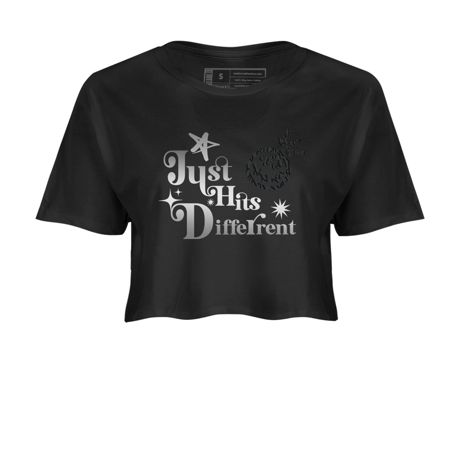 3s Black Cat shirts to match jordans Just Hits Different sneaker match tees Air Jordan 3 Retro Black Cat match shoes to clothes SNRT Sneaker Tees unisex cotton Black 2 crop tee
