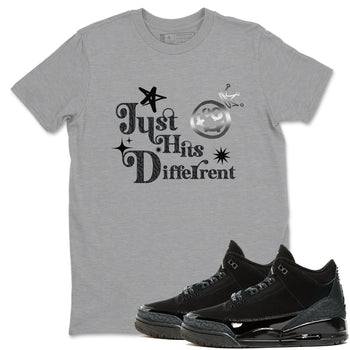 3s Black Cat shirts to match jordans Just Hits Different sneaker match tees Air Jordan 3 Retro Black Cat match shoes to clothes SNRT Sneaker Tees unisex cotton Heather Grey 1 shirts