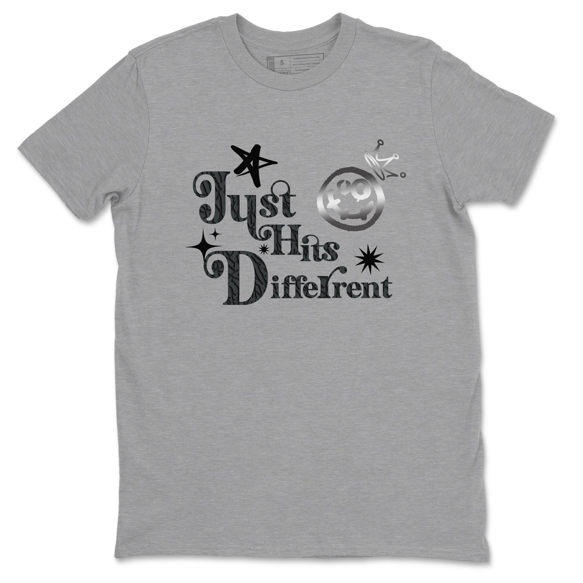 3s Black Cat shirts to match jordans Just Hits Different sneaker match tees Air Jordan 3 Retro Black Cat match shoes to clothes SNRT Sneaker Tees unisex cotton Heather Grey 2 shirts