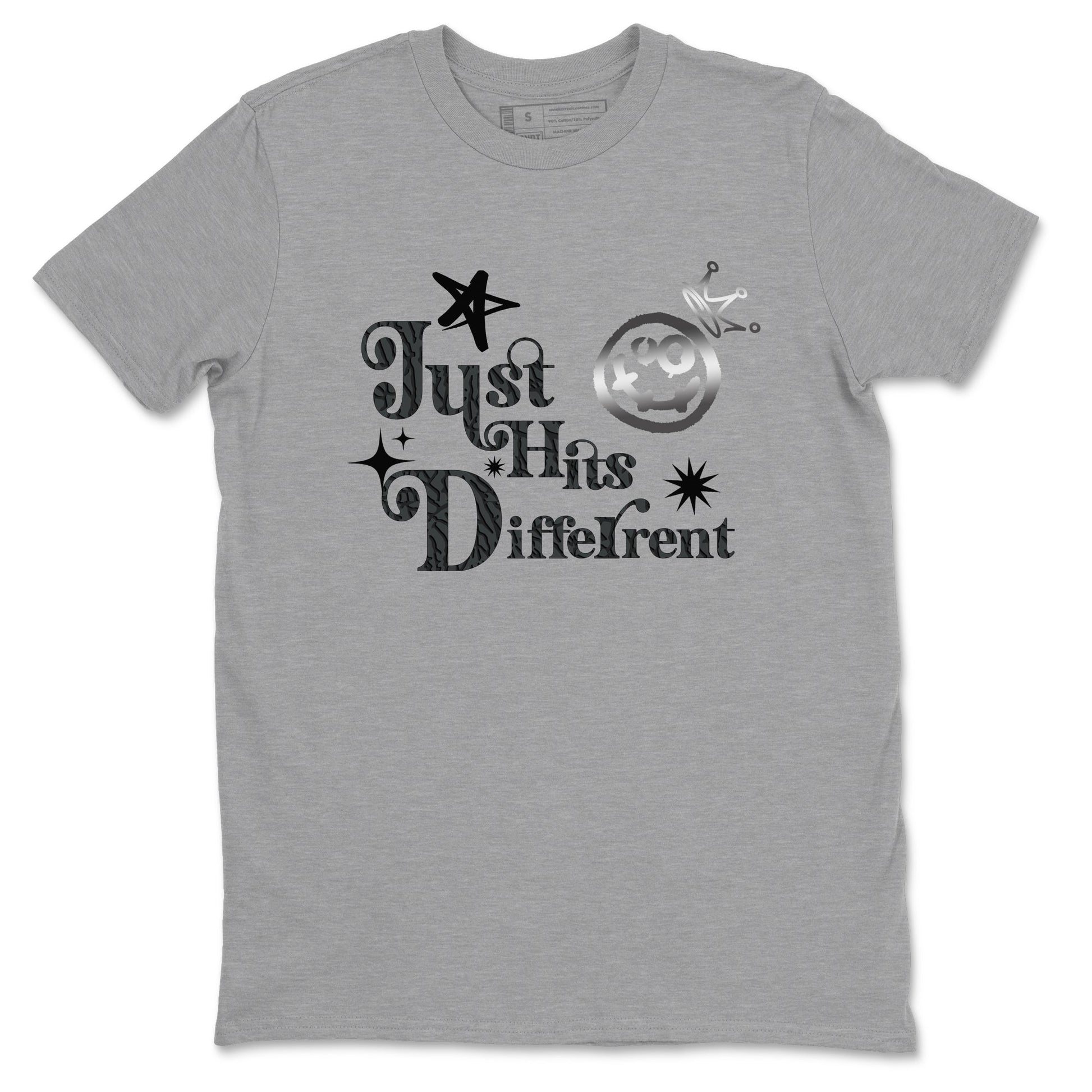 3s Black Cat shirts to match jordans Just Hits Different sneaker match tees Air Jordan 3 Retro Black Cat match shoes to clothes SNRT Sneaker Tees unisex cotton Heather Grey 2 shirts