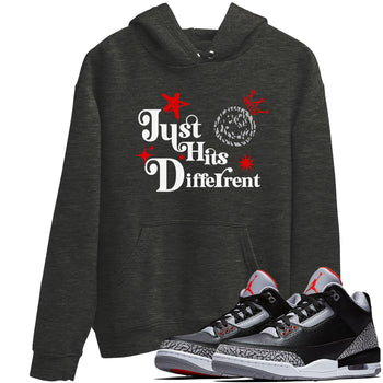 3s Black Cement shirts to match jordans Just Hits Different sneaker match tees Air Jordan 3 Black Cement match shoes to clothes SNRT Sneaker Tees unisex cotton Charcoal Heather 1 shirts