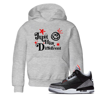 3s Black Cement shirts to match jordans Just Hits Different sneaker match tees Air Jordan 3 Black Cement match shoes to clothes SNRT Sneaker Tees Youth Baby Heather Grey 1 tee