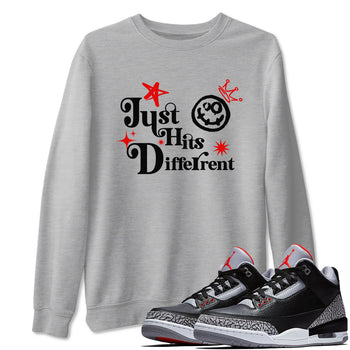 3s Black Cement shirts to match jordans Just Hits Different sneaker match tees Air Jordan 3 Black Cement match shoes to clothes SNRT Sneaker Tees unisex cotton Heather Grey 1 shirts