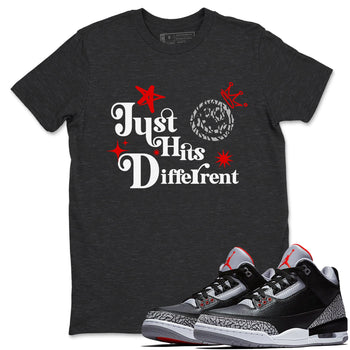 3s Black Cement shirts to match jordans Just Hits Different sneaker match tees Air Jordan 3 Black Cement match shoes to clothes SNRT Sneaker Tees unisex cotton Charcoal Heather 1 shirts