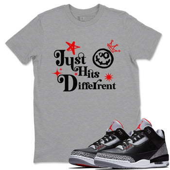 3s Black Cement shirts to match jordans Just Hits Different sneaker match tees Air Jordan 3 Black Cement match shoes to clothes SNRT Sneaker Tees unisex cotton Heather Grey 1 shirts