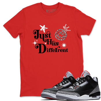 3s Black Cement shirts to match jordans Just Hits Different sneaker match tees Air Jordan 3 Black Cement match shoes to clothes SNRT Sneaker Tees unisex cotton Red 1 shirts