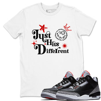 3s Black Cement shirts to match jordans Just Hits Different sneaker match tees Air Jordan 3 Black Cement match shoes to clothes SNRT Sneaker Tees unisex cotton White 1 shirts