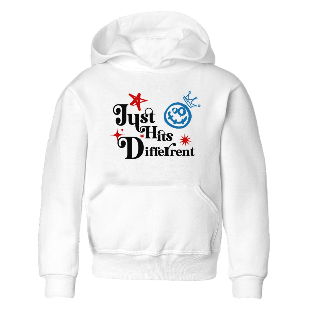 Just Hits Different baby and kids t-shirt crafted for little sneakerheads to shine with the Air Jordan 3 Rare Air sneakers, displayed in White 2.