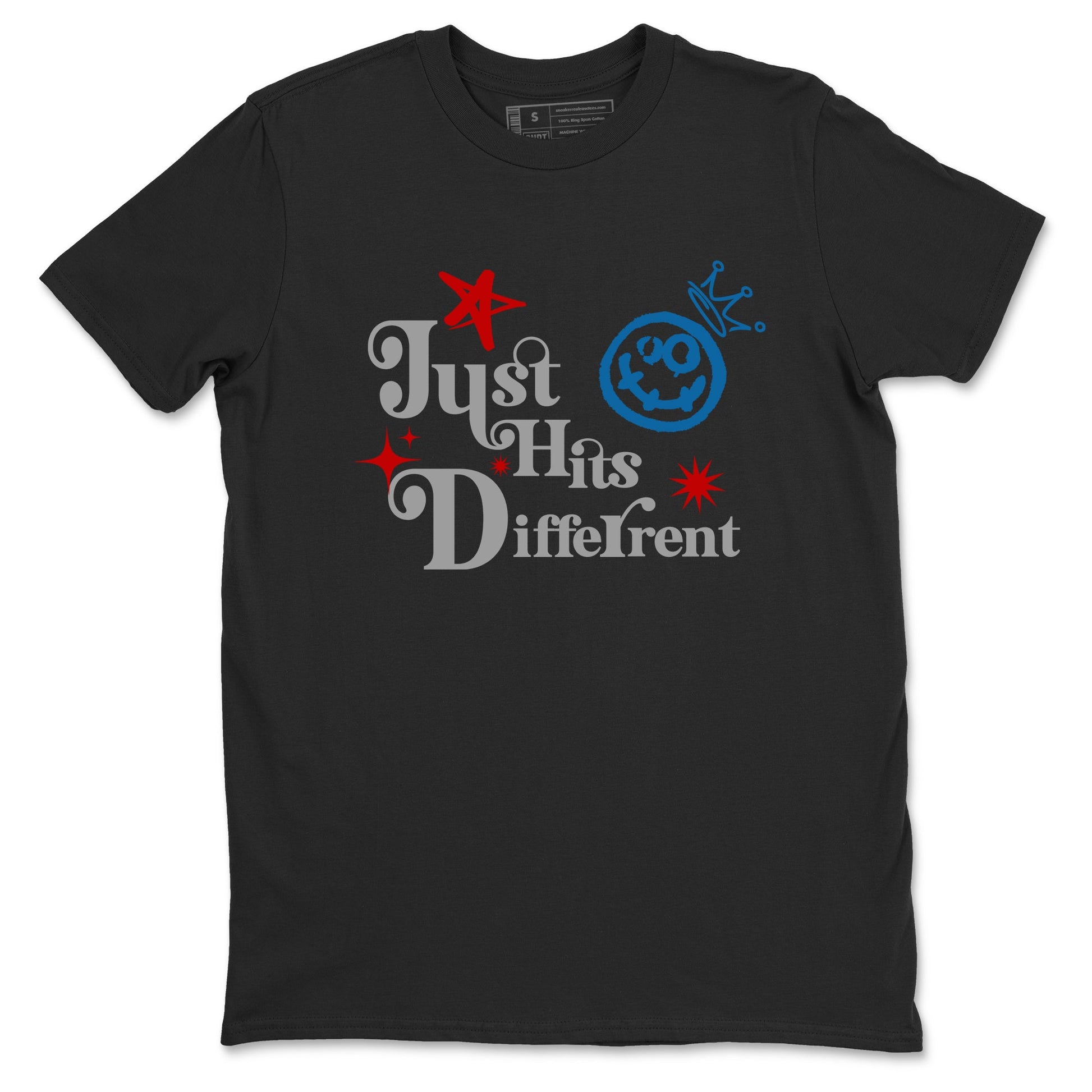 Just Hits Different sneaker match t-shirt styled to complete your fit with the Air Jordan 3 Rare Air sneakers, shown in Black 2.