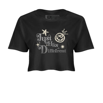 3s Sail and Cement Grey shirts to match jordans Just Hits Different sneaker match tees Air Jordan 3 Retro Sail and Cement Grey match shoes to clothes SNRT Sneaker Tees unisex cotton Black 2 crop tee