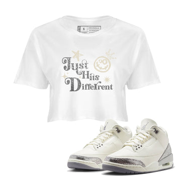 3s Sail and Cement Grey shirts to match jordans Just Hits Different sneaker match tees Air Jordan 3 Retro Sail and Cement Grey match shoes to clothes SNRT Sneaker Tees unisex cotton White 1 crop tee