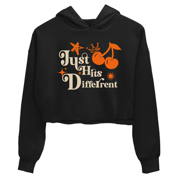 Just Hits Different womens crop tee made to vibe with the Air Jordan 3 Starfish sneakers — the perfect match in Black 2.