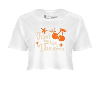 Just Hits Different womens crop tee made to vibe with the Air Jordan 3 Starfish sneakers — the perfect match in White 2.