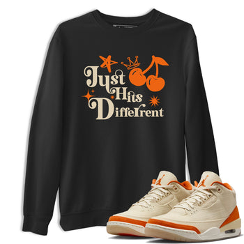 Just Hits Different sneaker match t-shirt styled to complete your fit with the Air Jordan 3 Starfish sneakers, shown in Black 1.