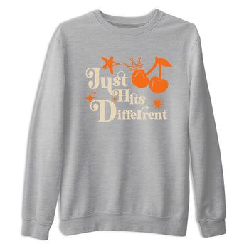 Just Hits Different sneaker match t-shirt styled to complete your fit with the Air Jordan 3 Starfish sneakers, shown in Heather Grey 2.