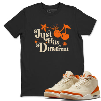 Just Hits Different sneaker match t-shirt styled to complete your fit with the Air Jordan 3 Starfish sneakers, shown in Black 1.