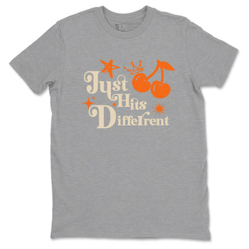 Just Hits Different sneaker match t-shirt styled to complete your fit with the Air Jordan 3 Starfish sneakers, shown in Heather Grey 2.