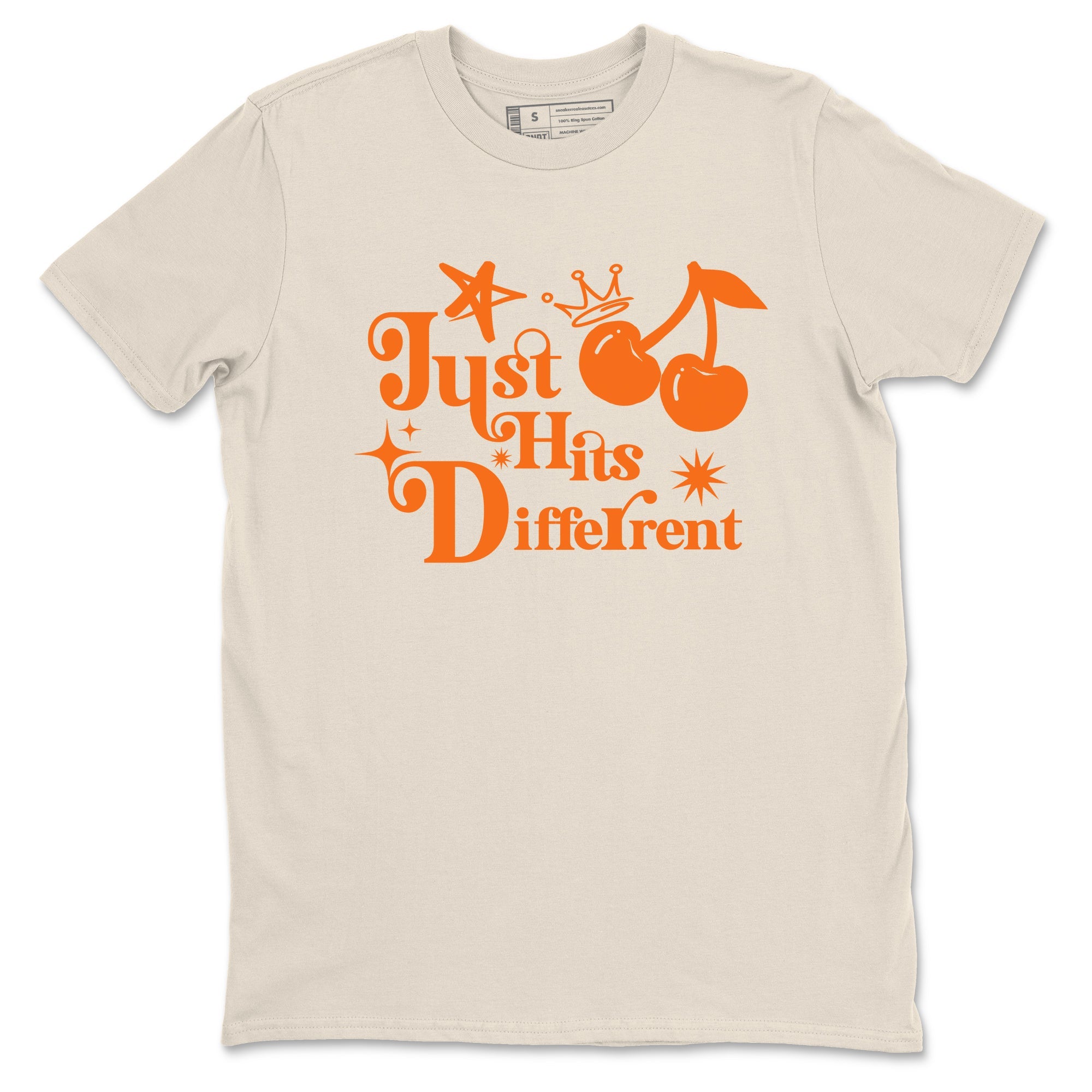 Just Hits Different sneaker match t-shirt styled to complete your fit with the Air Jordan 3 Starfish sneakers, shown in Natural 2.