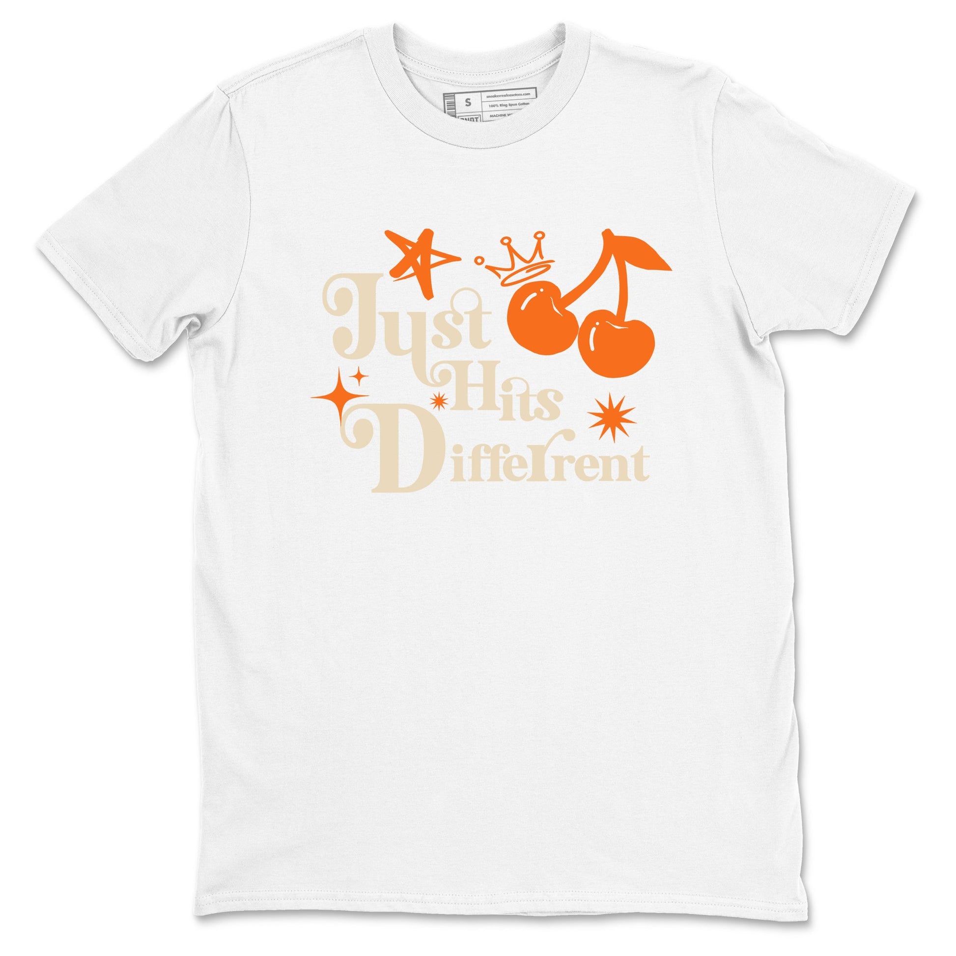 Just Hits Different sneaker match t-shirt styled to complete your fit with the Air Jordan 3 Starfish sneakers, shown in White 2.
