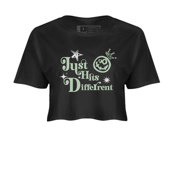 4s Abundance shirts to match jordans Just Hits Different sneaker match tees Air Jordan 4 Seafoam match shoes to clothes SNRT Sneaker Tees unisex cotton Black 2 crop tee