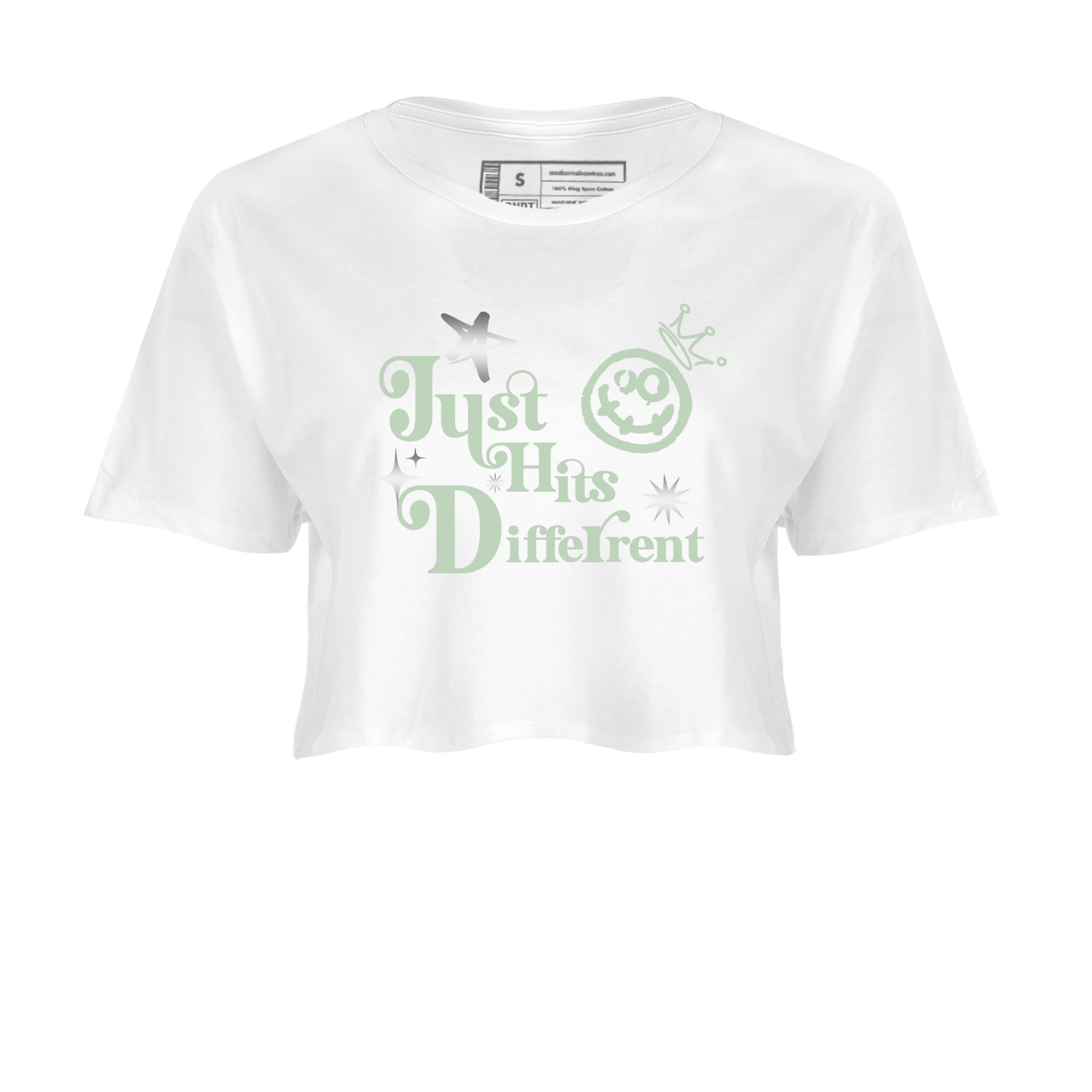 4s Abundance shirts to match jordans Just Hits Different sneaker match tees Air Jordan 4 Seafoam match shoes to clothes SNRT Sneaker Tees unisex cotton White 2 crop tee