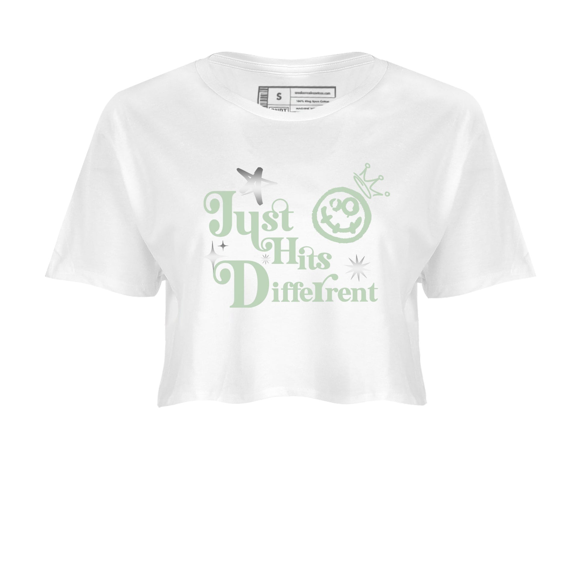4s Abundance shirts to match jordans Just Hits Different sneaker match tees Air Jordan 4 Seafoam match shoes to clothes SNRT Sneaker Tees unisex cotton White 2 crop tee