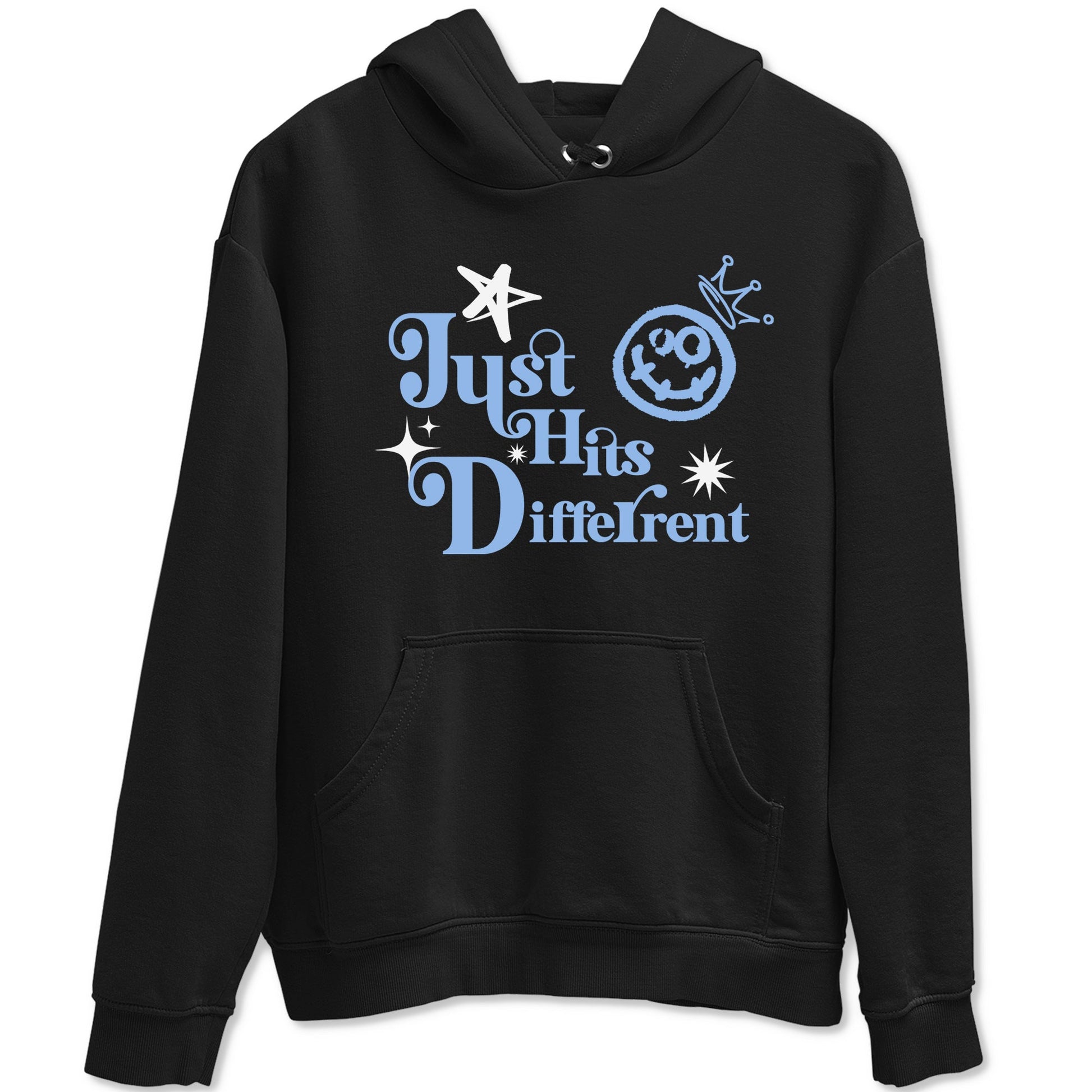 Just Hits Different sneaker match t-shirt styled to complete your fit with the Air Jordan 4 Aluminum sneakers, shown in Black 2.