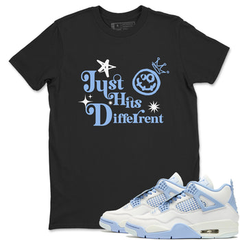 Just Hits Different sneaker match t-shirt styled to complete your fit with the Air Jordan 4 Aluminum sneakers, shown in Black 1.