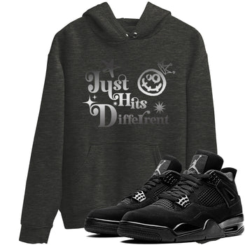 4s Black Cat shirts to match jordans Just Hits Different sneaker match tees Air Jordan 4 Black Cat match shoes to clothes SNRT Sneaker Tees unisex cotton Charcoal Heather 1 shirts