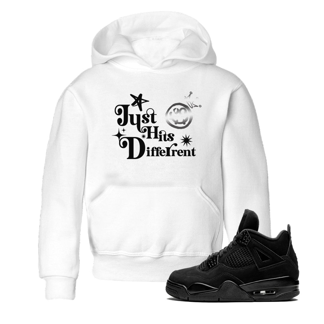 4s Black Cat shirts to match jordans Just Hits Different sneaker match tees Air Jordan 4 Black Cat match shoes to clothes SNRT Sneaker Tees Youth Baby White 1 tee