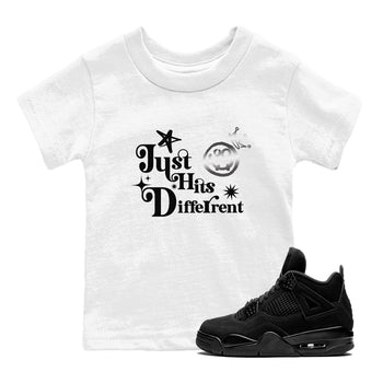 4s Black Cat shirts to match jordans Just Hits Different sneaker match tees Air Jordan 4 Black Cat match shoes to clothes SNRT Sneaker Tees Youth Baby White 1 tee