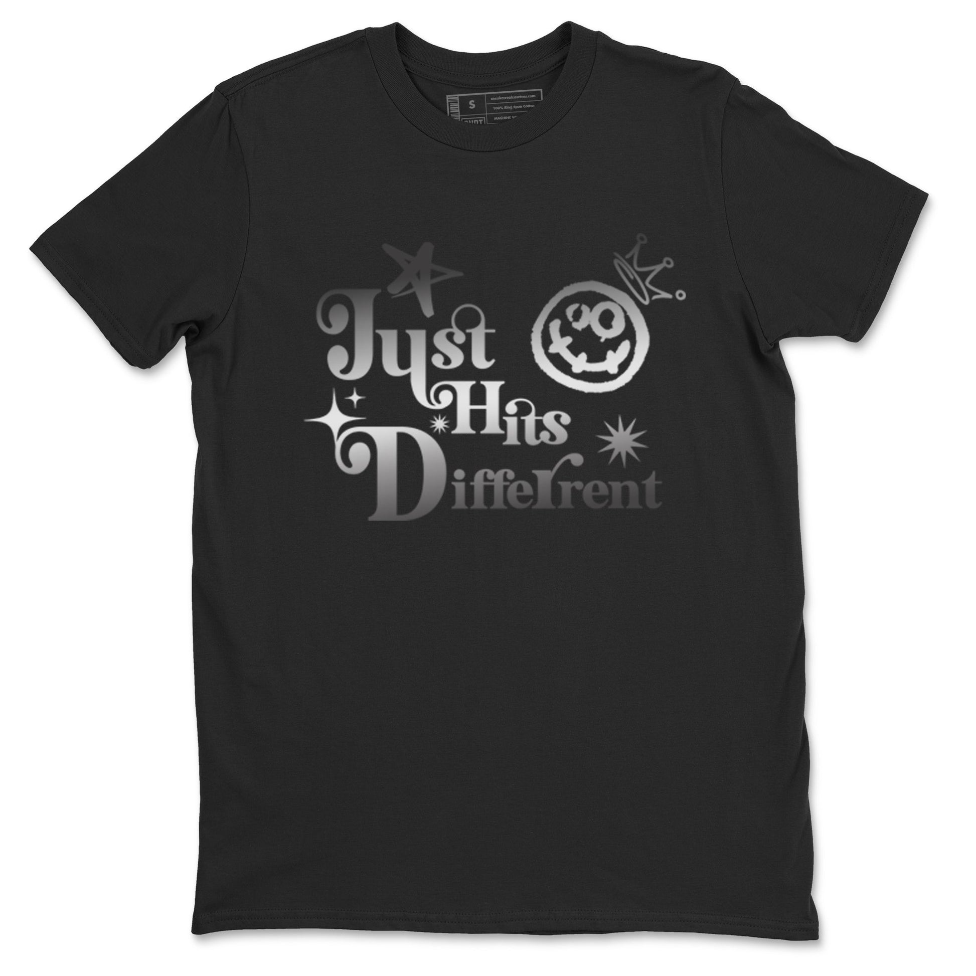 4s Black Cat shirts to match jordans Just Hits Different sneaker match tees Air Jordan 4 Black Cat match shoes to clothes SNRT Sneaker Tees unisex cotton Black 2 shirts