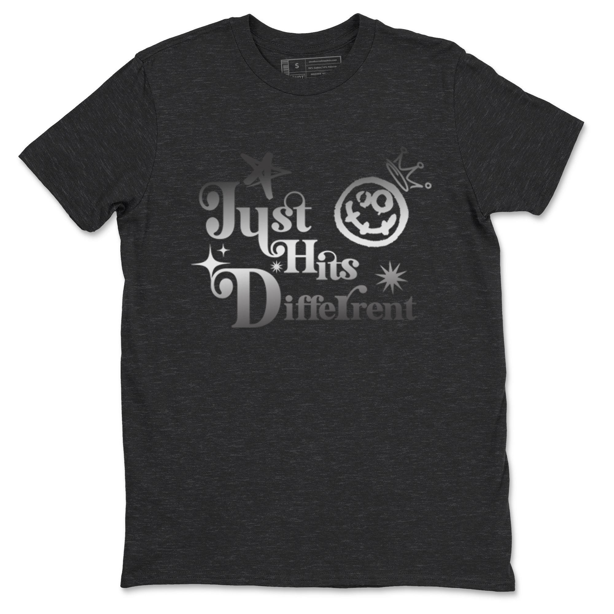 4s Black Cat shirts to match jordans Just Hits Different sneaker match tees Air Jordan 4 Black Cat match shoes to clothes SNRT Sneaker Tees unisex cotton Charcoal Heather 2 shirts