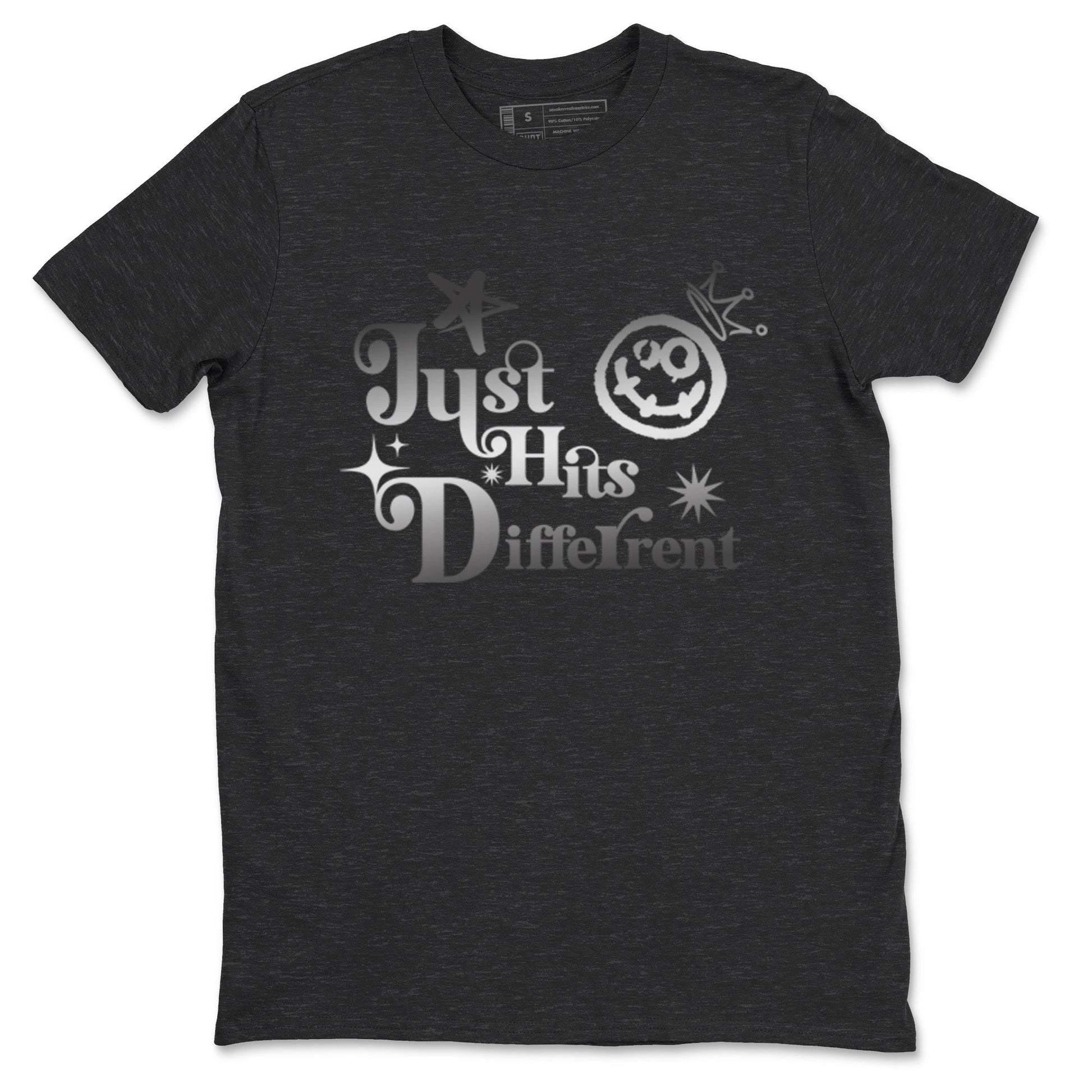 4s Black Cat shirts to match jordans Just Hits Different sneaker match tees Air Jordan 4 Black Cat match shoes to clothes SNRT Sneaker Tees unisex cotton Charcoal Heather 2 shirts