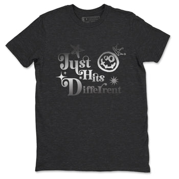 4s Black Cat shirts to match jordans Just Hits Different sneaker match tees Air Jordan 4 Black Cat match shoes to clothes SNRT Sneaker Tees unisex cotton Charcoal Heather 2 shirts