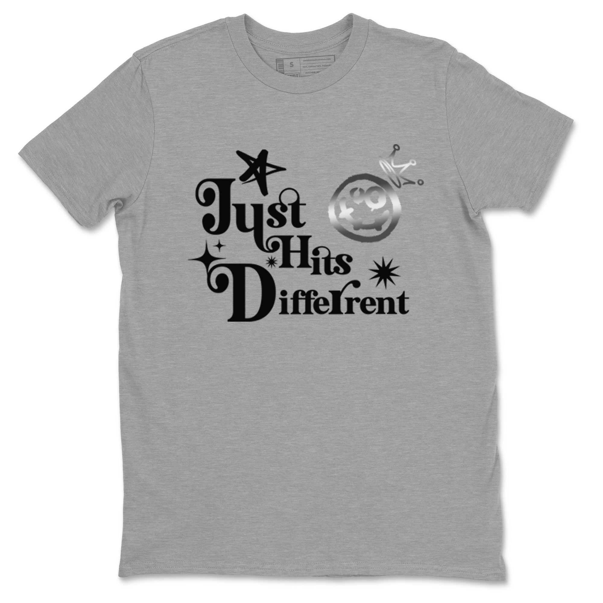 4s Black Cat shirts to match jordans Just Hits Different sneaker match tees Air Jordan 4 Black Cat match shoes to clothes SNRT Sneaker Tees unisex cotton Heather Grey 2 shirts