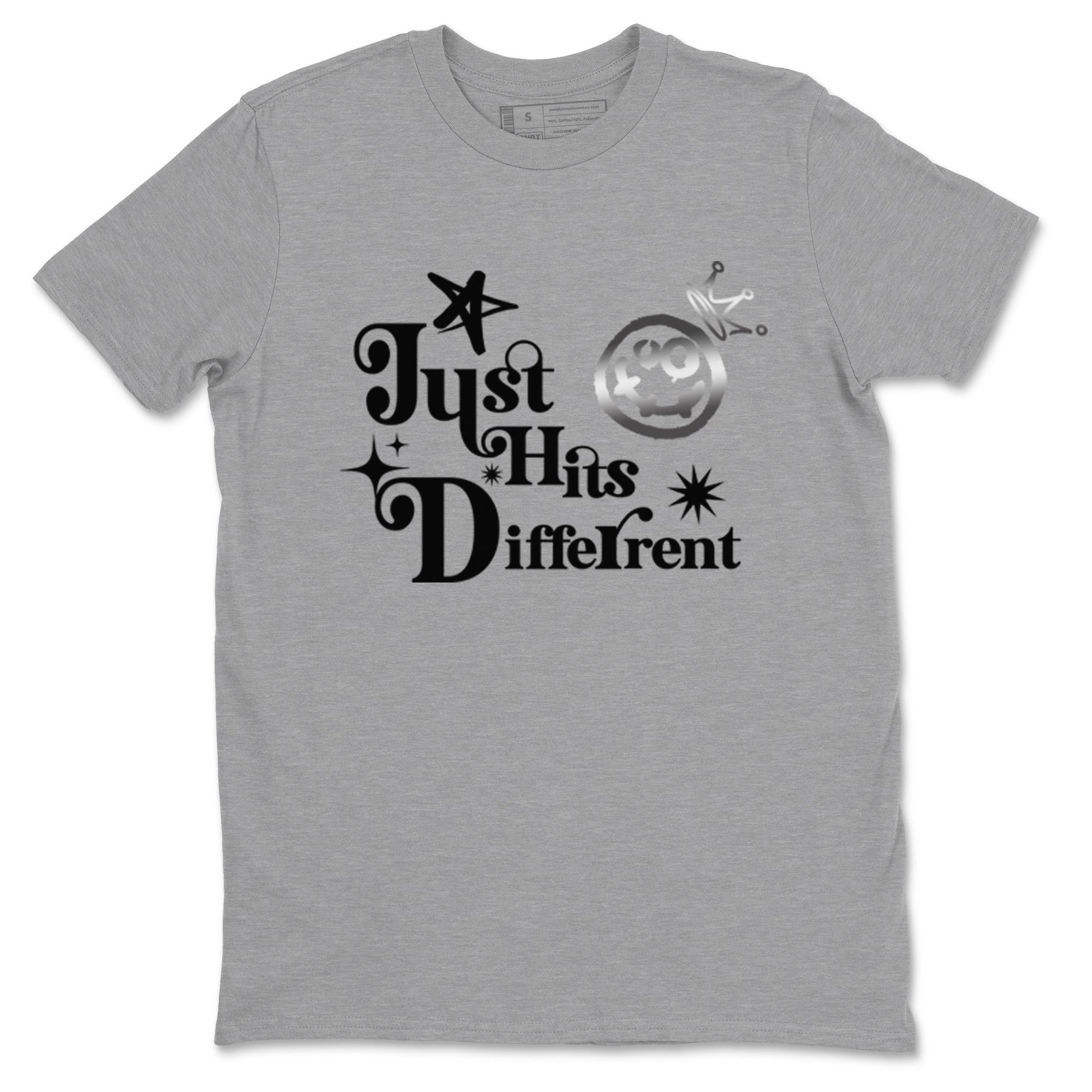4s Black Cat shirts to match jordans Just Hits Different sneaker match tees Air Jordan 4 Black Cat match shoes to clothes SNRT Sneaker Tees unisex cotton Heather Grey 2 shirts